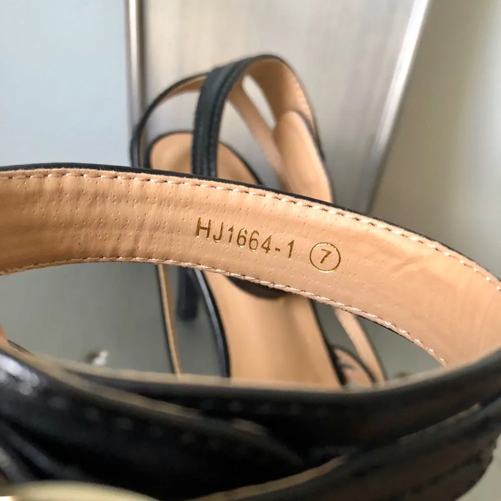 🖤 Black Strappy Pleather Heel - Image 6