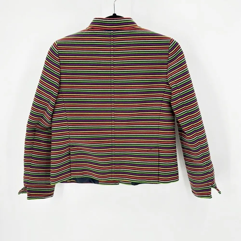 Talbots Cotton Blend Striped Blazer Multicolor Lined pop of color artsy 4P - Image 2