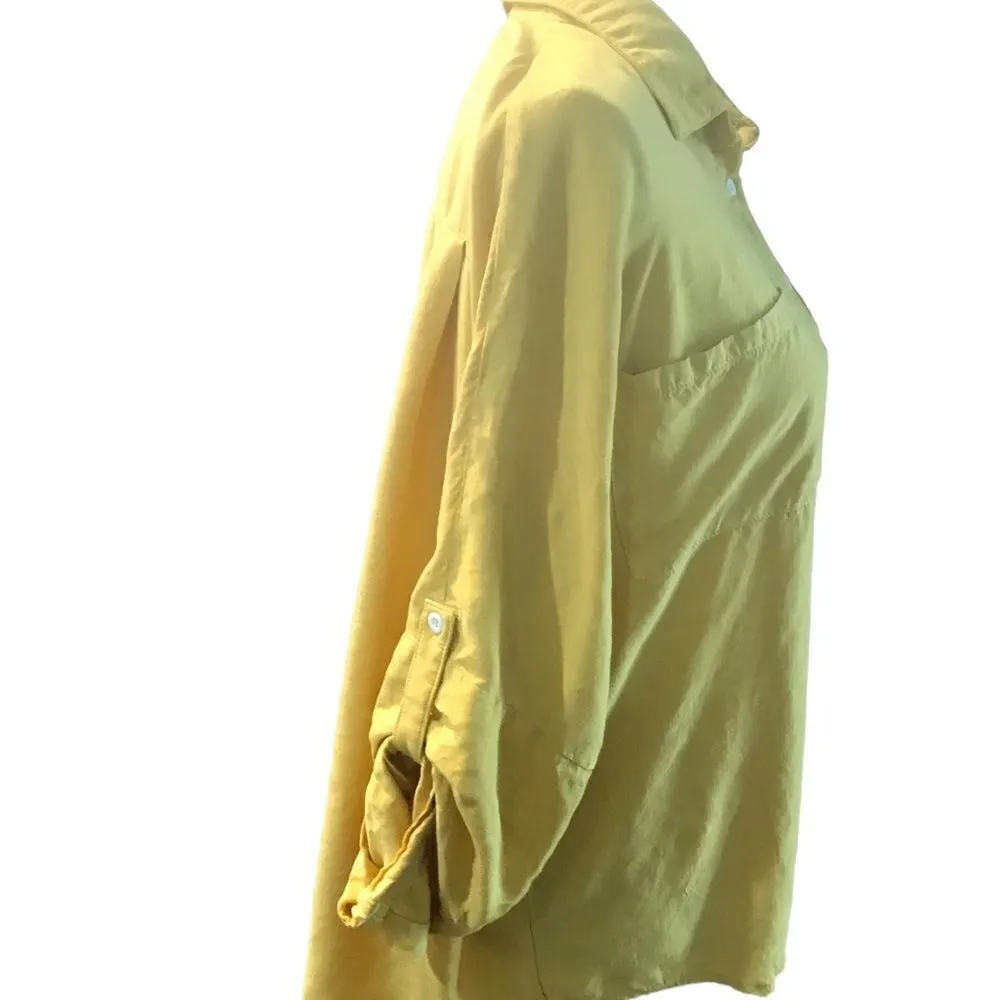 Women’s blouse yellow size medium button up - Image 10