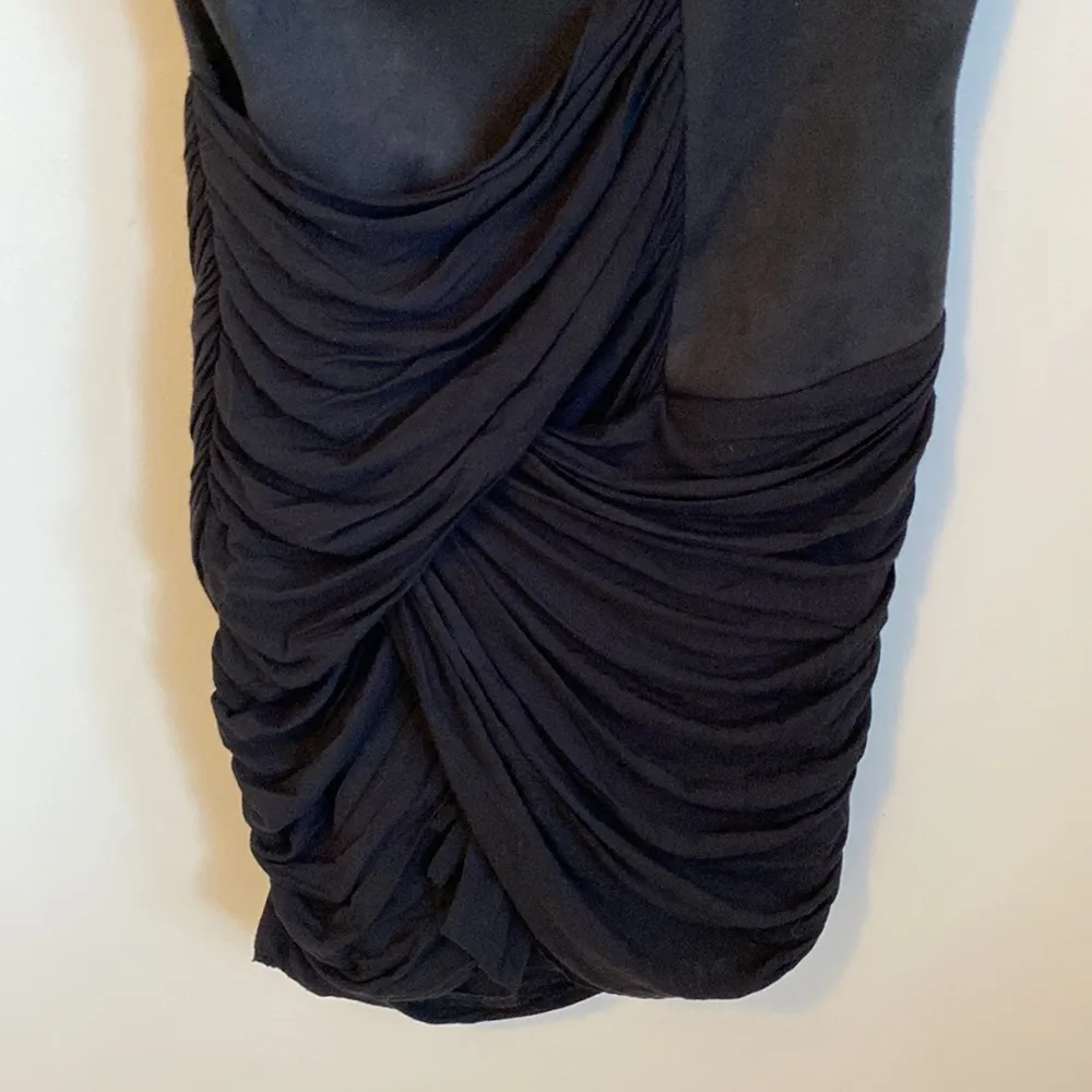Bailey44 Black Faux Suede Ruched Sleeveless Dress - Image 6