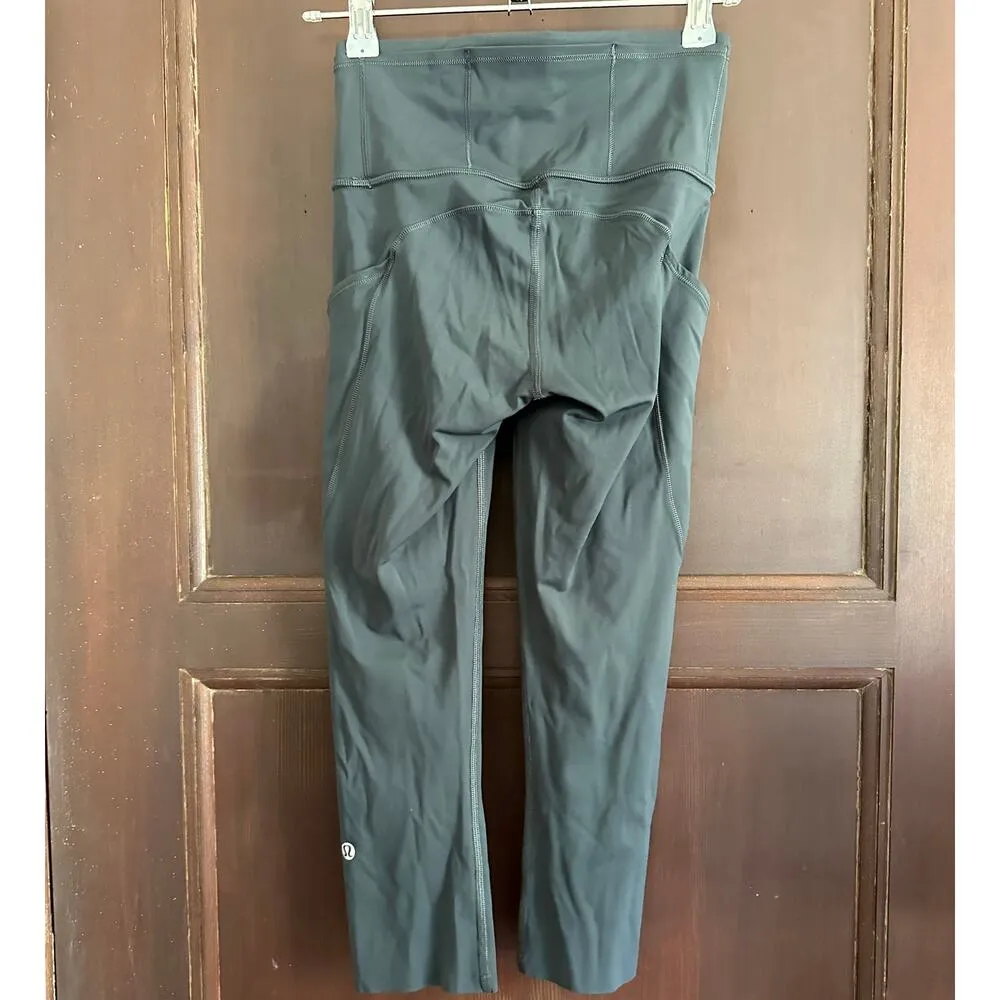 LULULEMON | Fast and Free NuLux Crop 19" With Pockets | Graphite Gray | Size 2 - Image 5