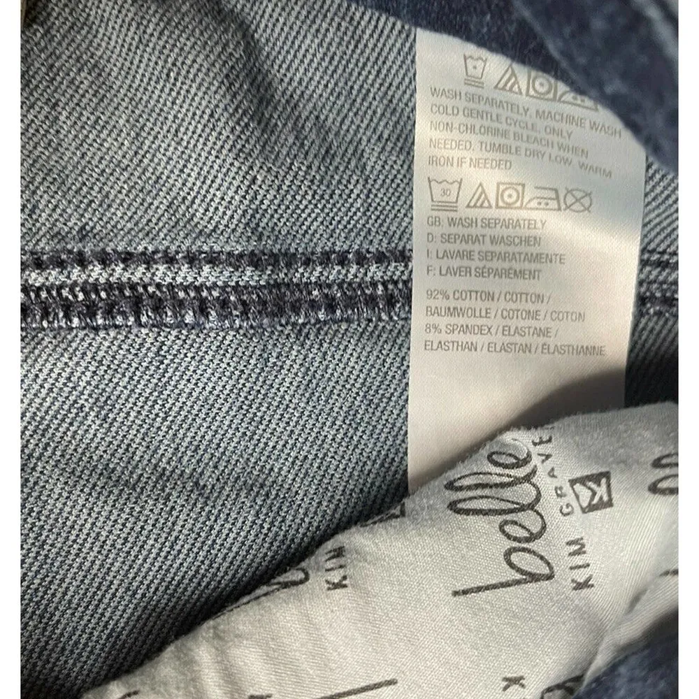 Belle Kim Gravel Womens Stretch Frayed Released Hem Dark Wash Jeans Size 6 - Image 8