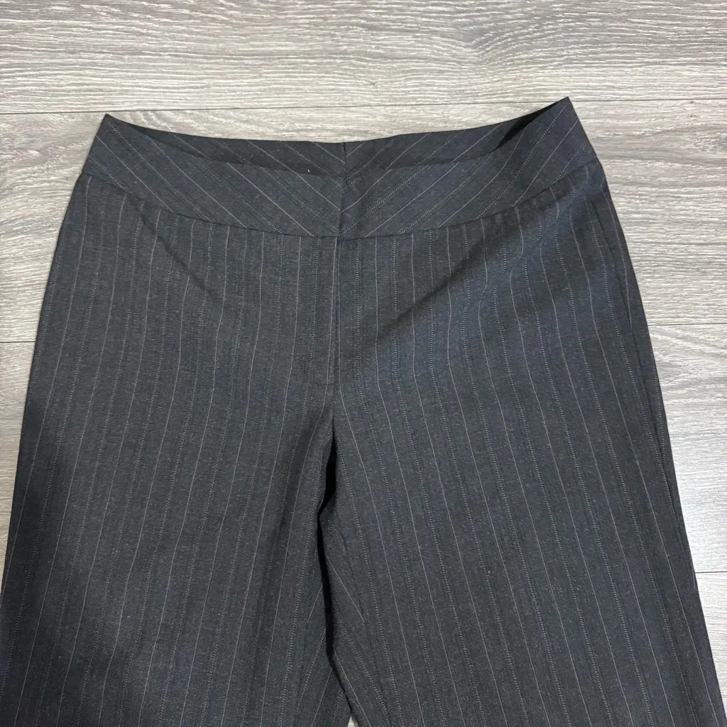 Classiques Entier Women Gray Stripped Mid-Rise Wide Leg Business Casual Pants 6 - Image 2