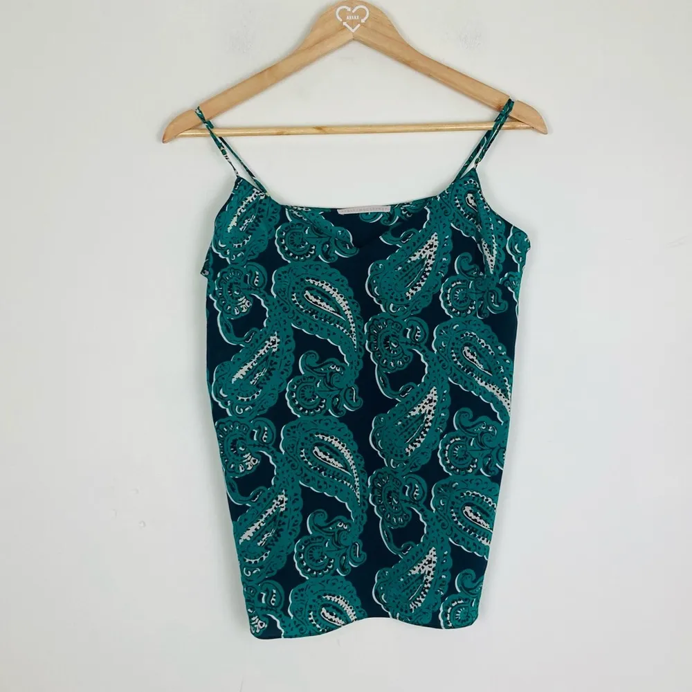 Stella McCartney poppy snoozing stretch silk green & blue paisley print camisole - Image 2