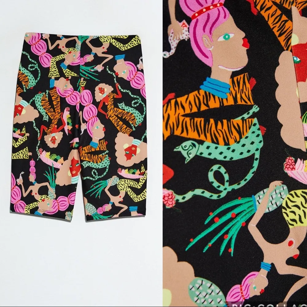 NWT ZARA  WOMAN IN ART MIRANDA MAKAROFF PRINT SHORTS Bloggers Fav - Image 4