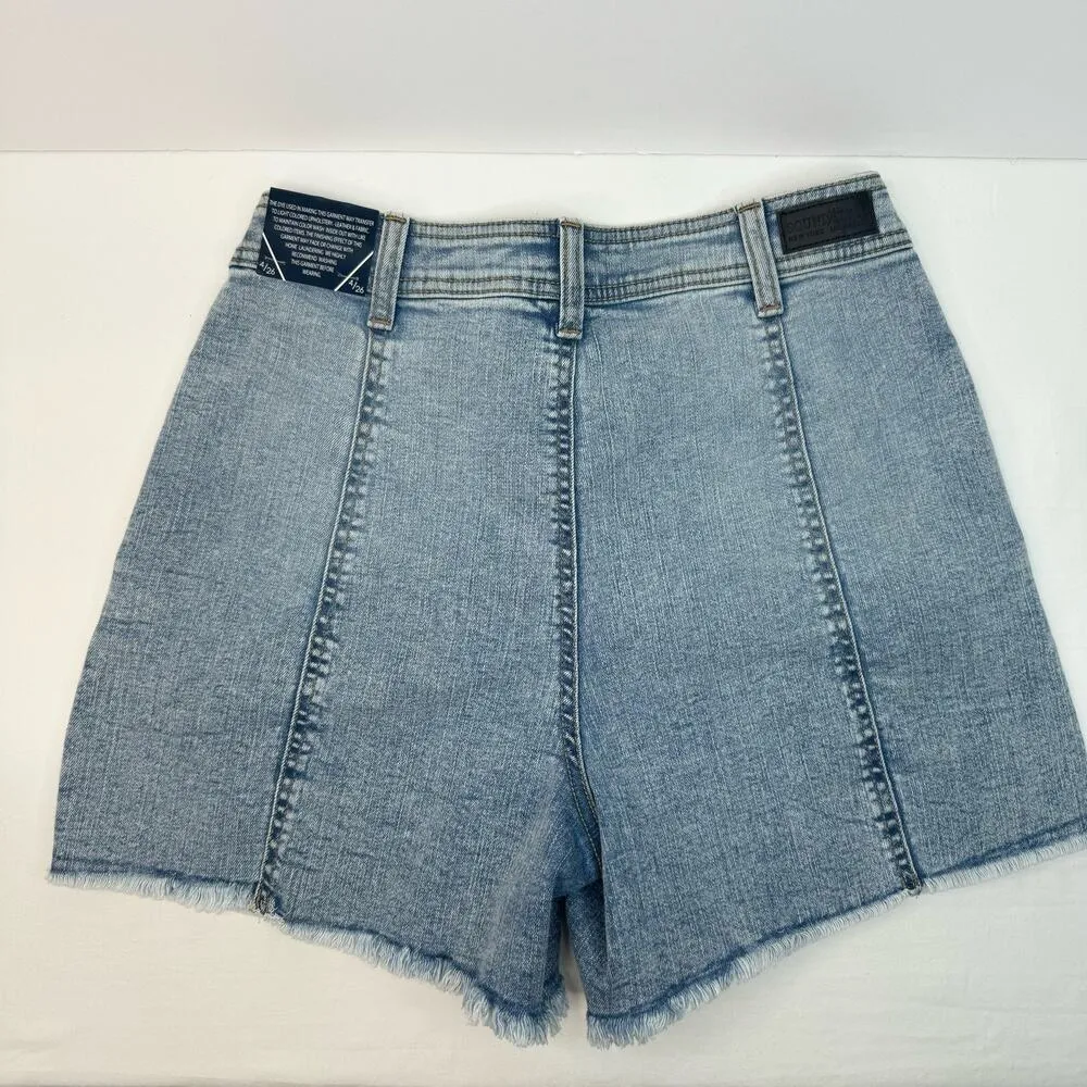 NEW Soundstyle Denim Jean Shorts Aline Mid Rise Raw Hem Cutoffs Size 4 / 26 Blue - Image 4