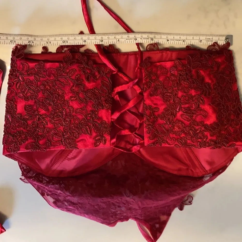 Women’s Gorgeous Red Formal Bridal Dress Two Pieces - Image 2