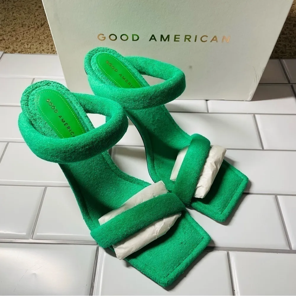 Good American Terry Slip-On High Heeled Sandals - Green TRENDY Y2K‎ - Image 10