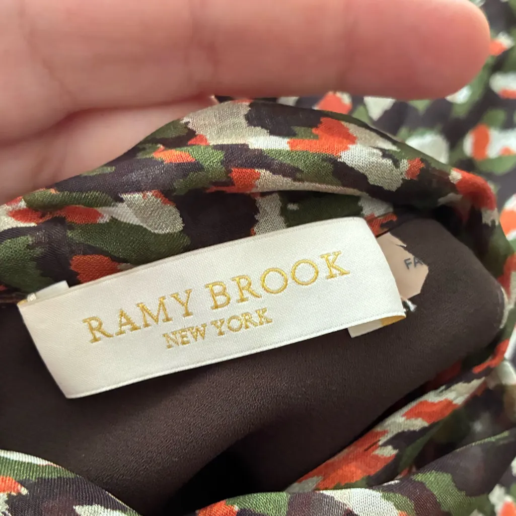 Ramy Brook Tanzania Paige Print 100% Silk Multicolor Halter Neck Scarf Top - Image 12