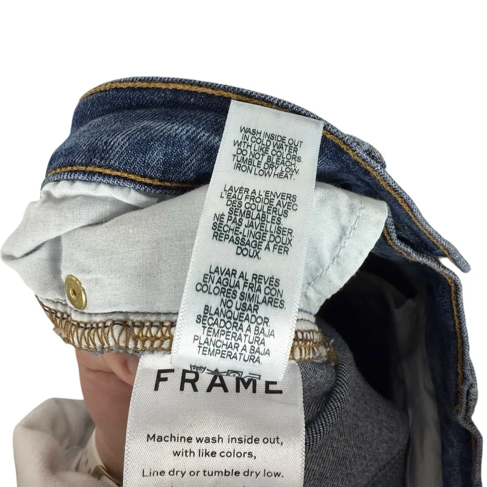 NWOT Frame Le High Straight Raw Hem Jeans in Foster Wash Size 26 - Image 12