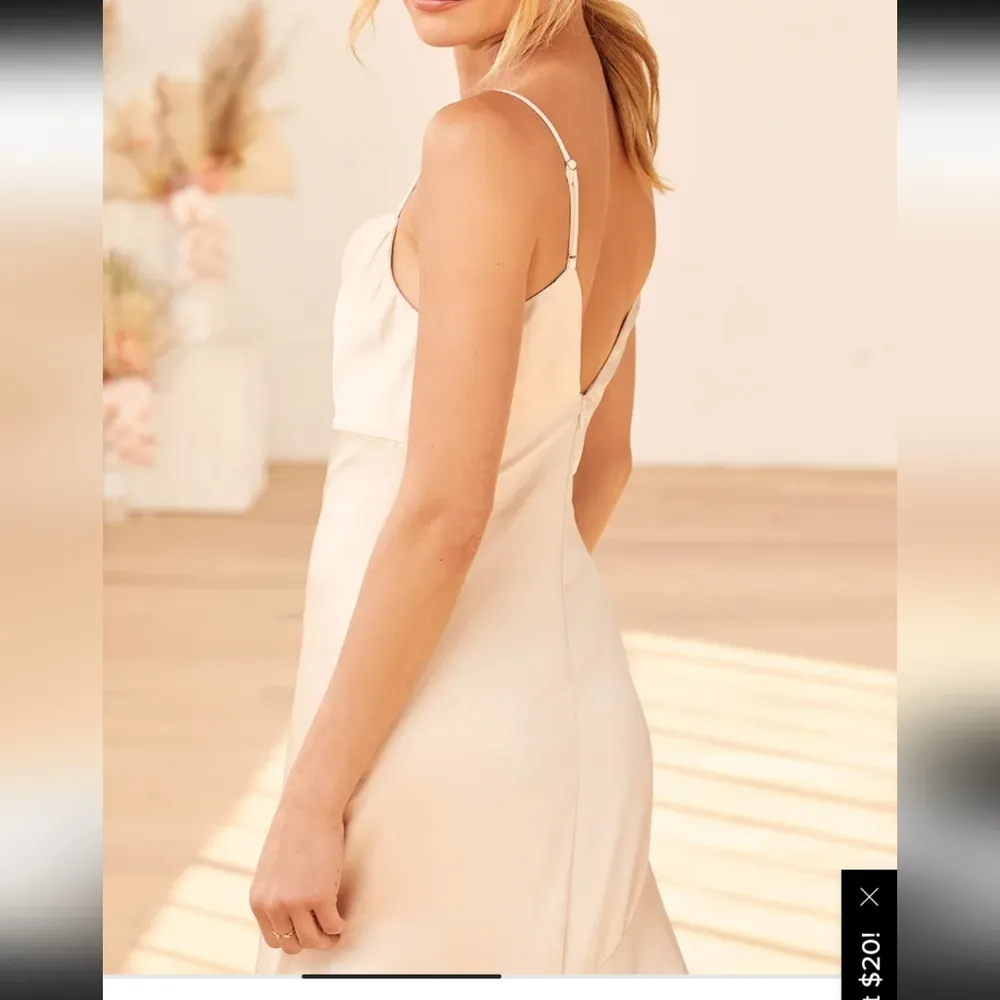 Moment in the Spotlight Champagne Satin  Cowl Neck Maxi Dress size Medium new - Image 3