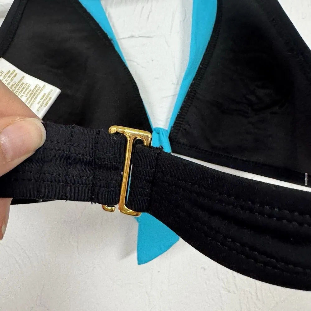 Anne Cole Blue Twist Tie Halter Bikini Top Womens S Swimsuit Beachy Vacation - Image 3