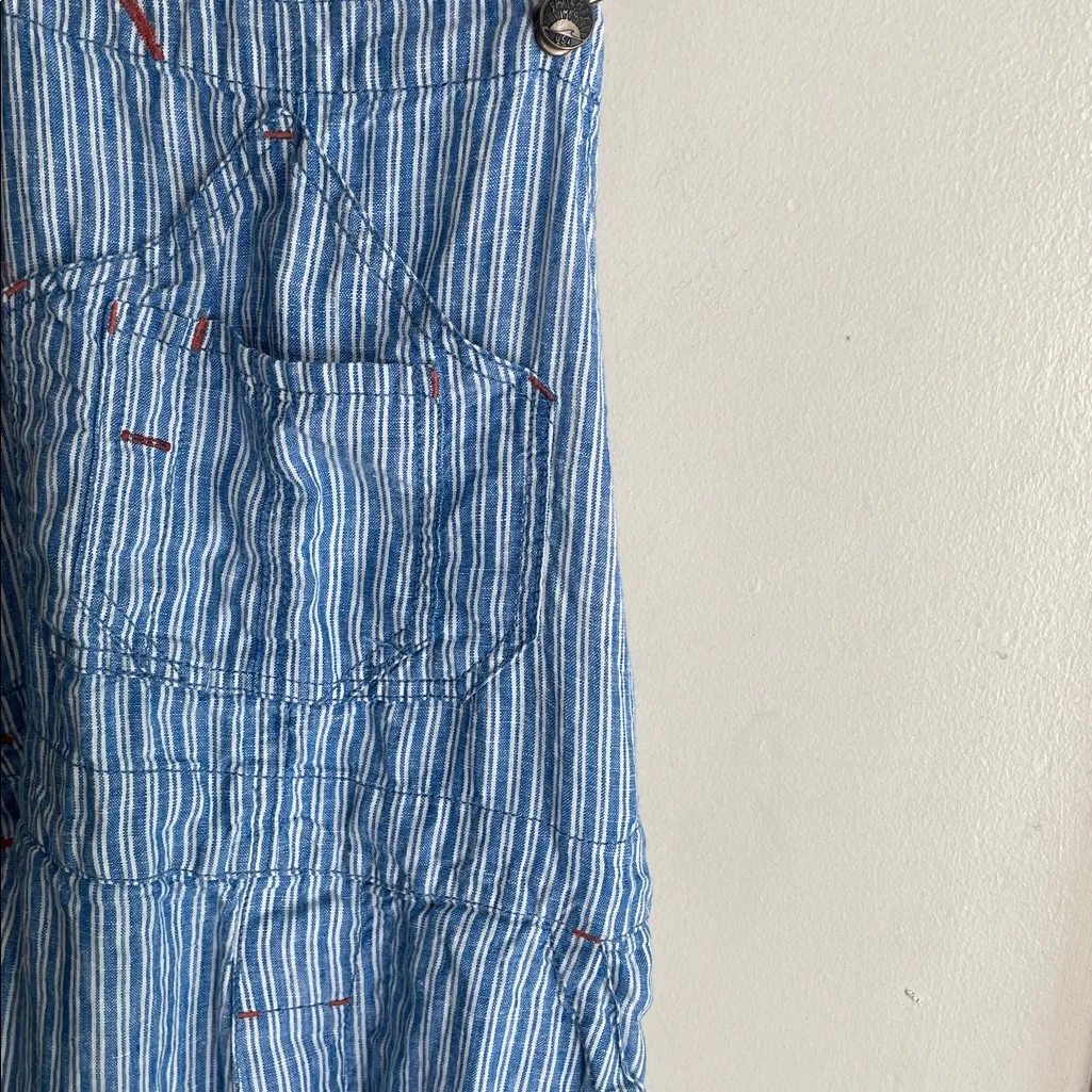 Faherty Linen Mechanic Overall In Railroad Stripe - Image 4