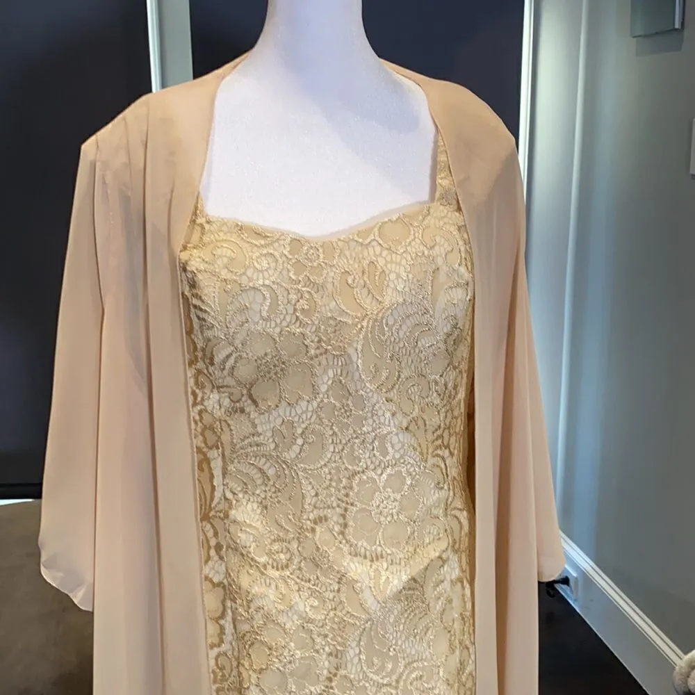 Women’s Mother of the Bride Dress Corset Back & Chiffon Jacket Size XL - Image 2