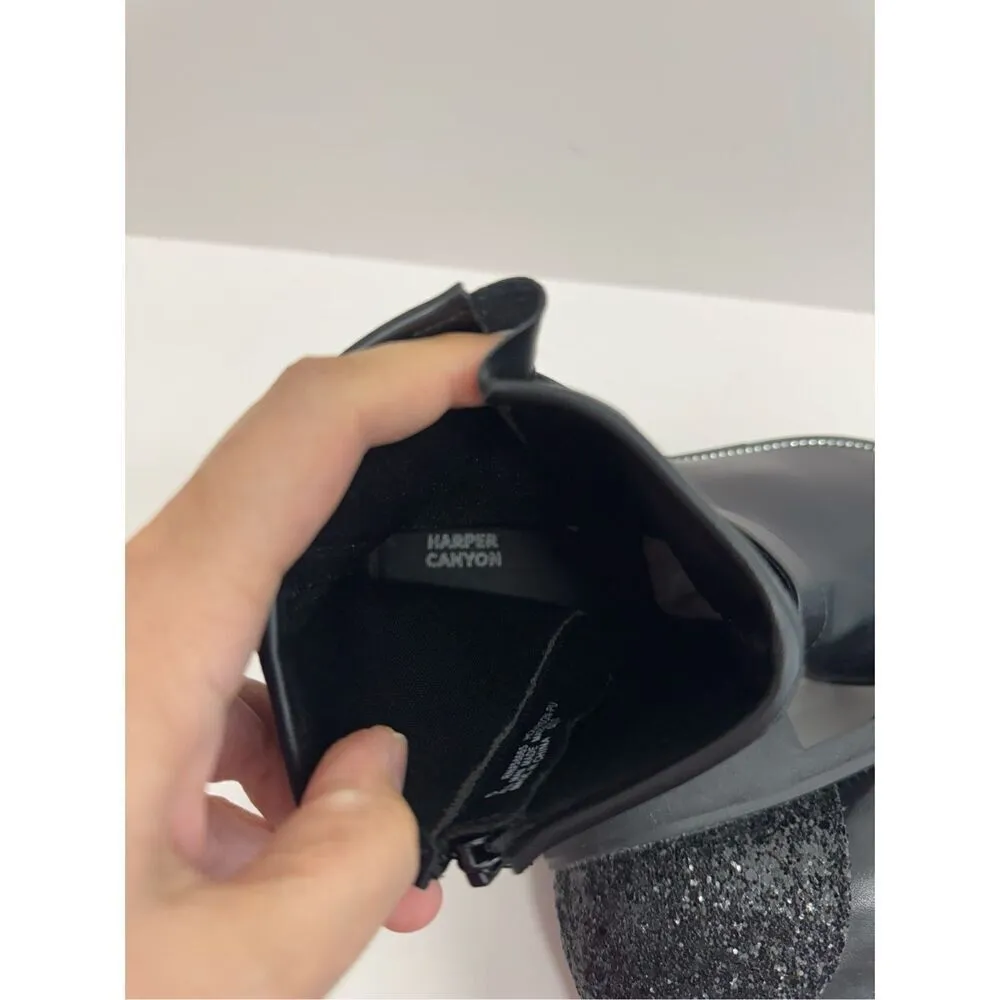 Harper Canyon Boots Size 5‎ Black Buckle Detail Lug Sole Block Heel Side Zip NEW Black - Image 8