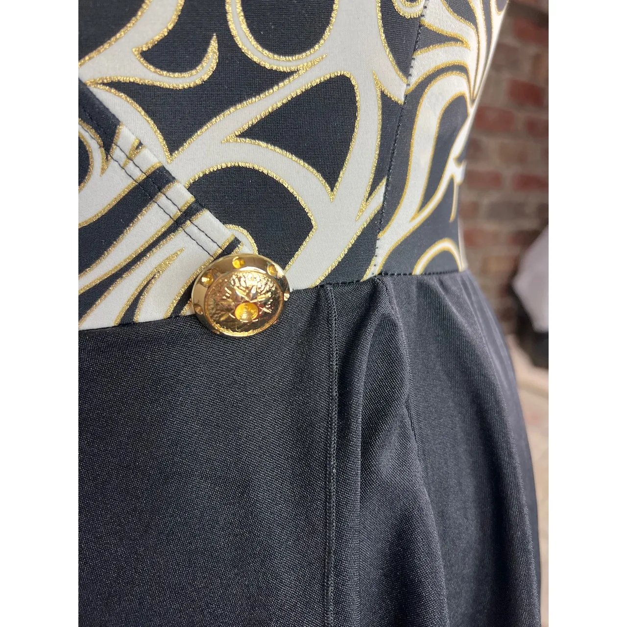 Longitude one piece swimsuit swimdress Vintage swirl black white Size 16 - Image 4