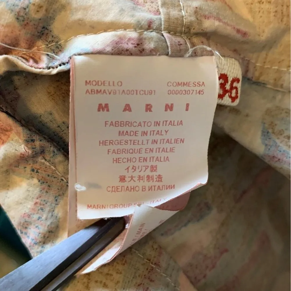 MARNI Pink Clematis Print Cotton Asymmetrical Dress Size 36 Lagenlook Artsy - Image 10