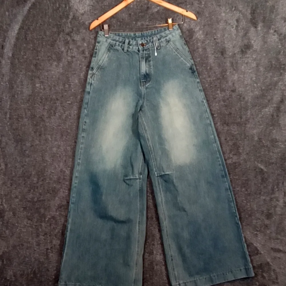 Musera streetware super wide leg goth women's pants size 25 Blue - Image 3