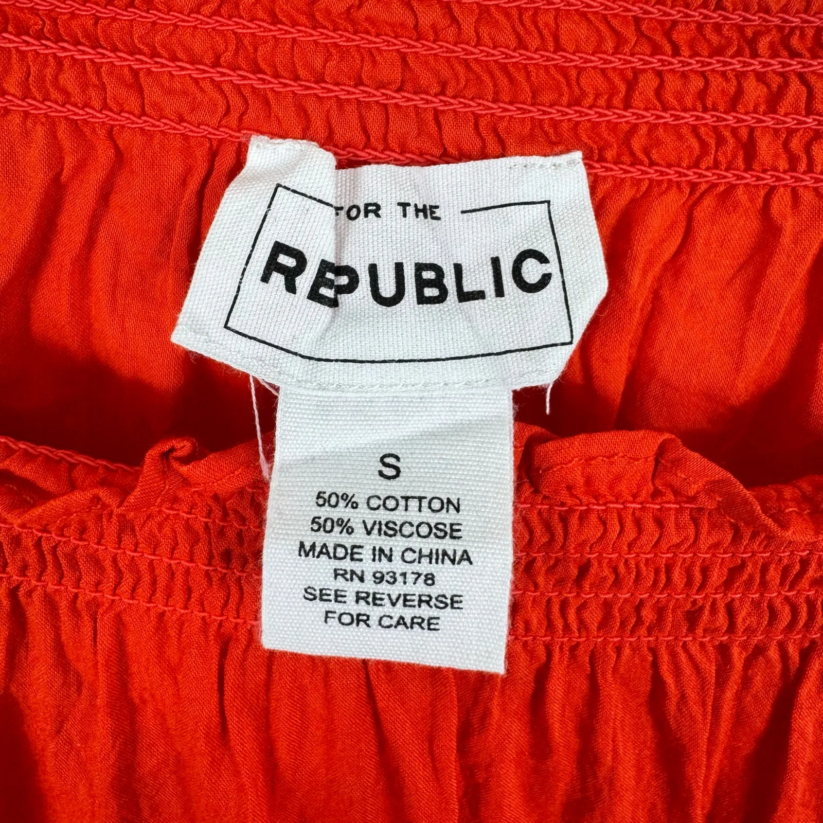 For The Republic Cotton Viscose Red Embroidered Flutter Sleeve Blouse Size S - Image 6