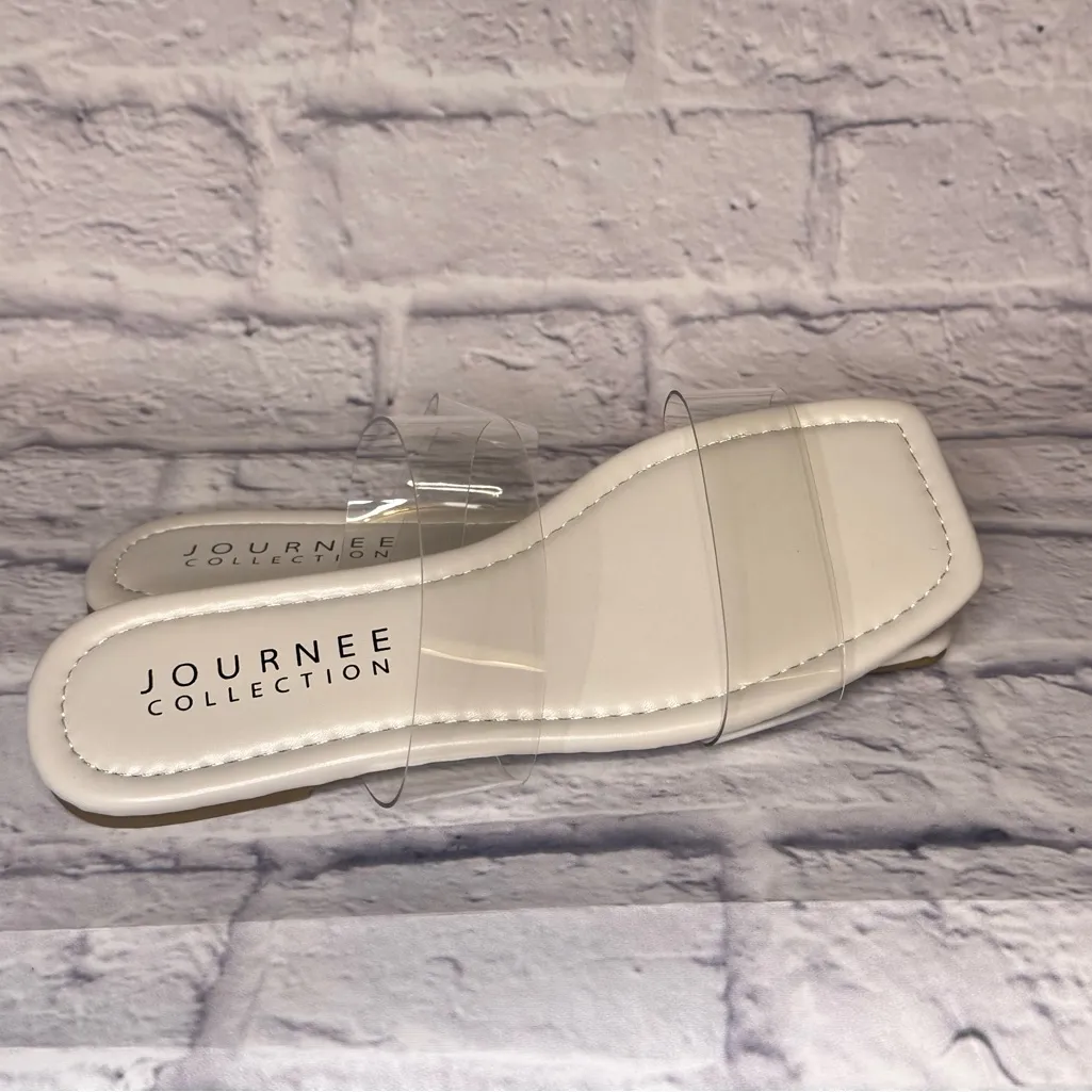 Journee Collection Clear Strap Cream Sandals - Image 3