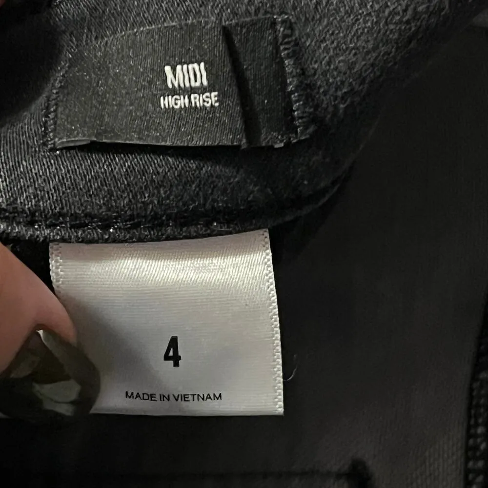 Express Midi High Rise Shorts Black Denim Jeans Cotton Stretch Dark Wash Sz 4 - Image 7