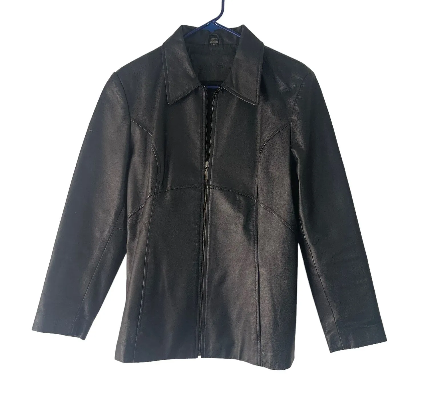 Jacqueline Ferrar Vintage 90s Women's Size Medium Black Leather Jacket Coat - Image 1