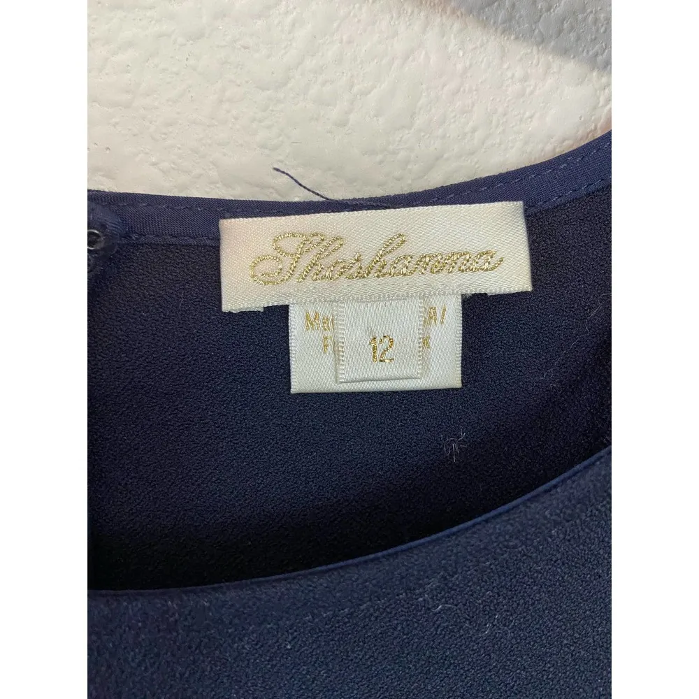 Shoshanna Mercurey Short-Sleeve Mini Tulip Dress Navy size 12 - Image 2