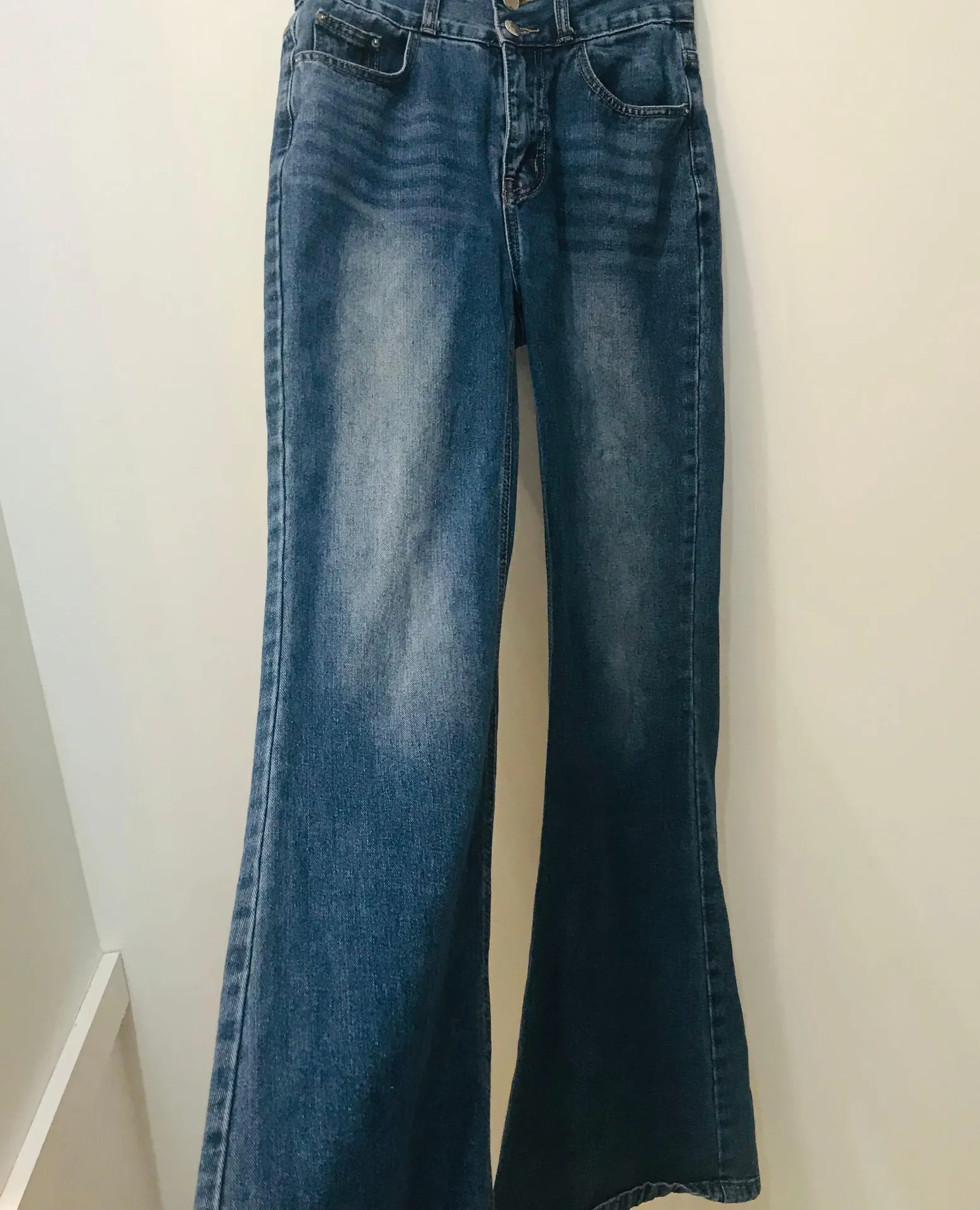 wide leg flare jeans double button size XS - Image 6