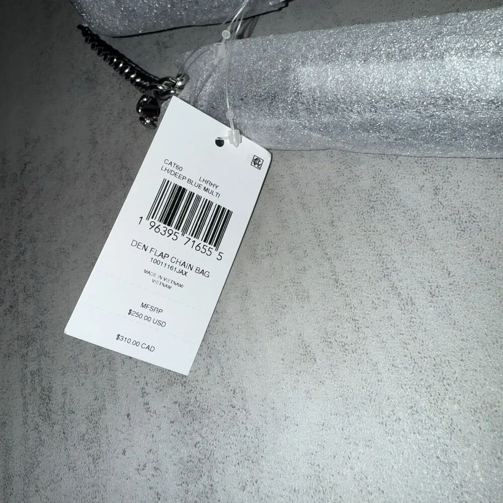 Coach Brook Flap Chain Bag in Signature Denim & Leather Silver/Deep Blue NWT - Image 7