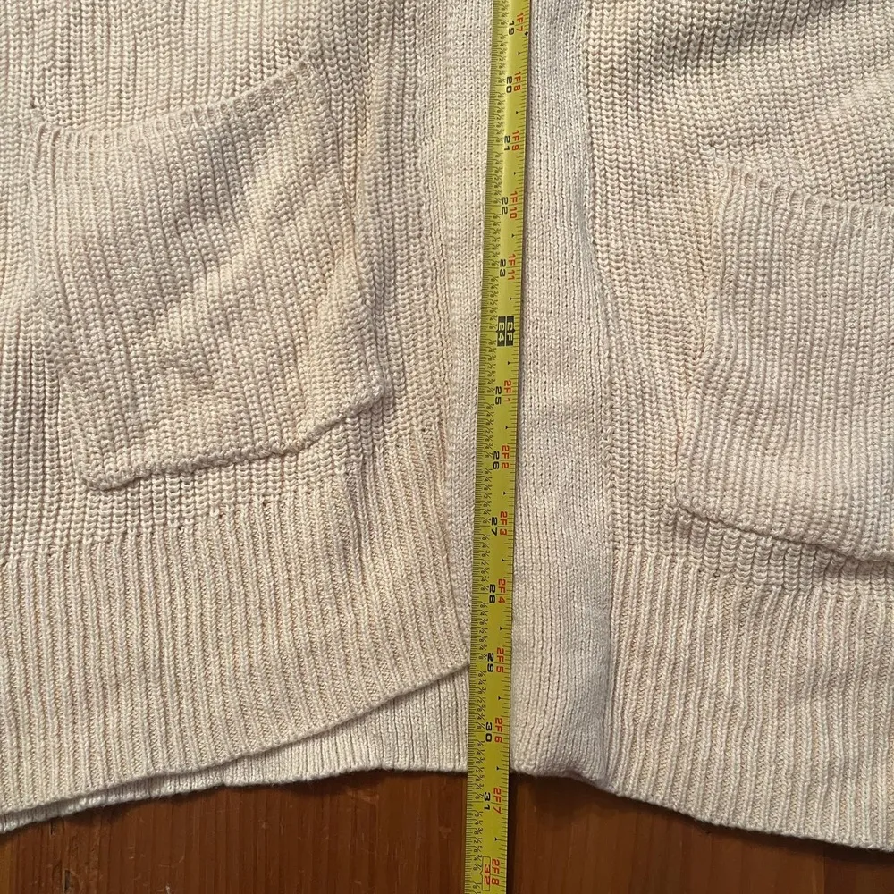 Target Women's Cream Open Front Long Sleeve Ribbed Long Cardigan Sweater Large - Image 7