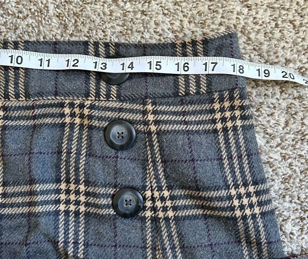 🦋 GAP Factory Grey Plaid Mini Skirt Preppy Office Formal School Girl Size 12 Gray - Image 6