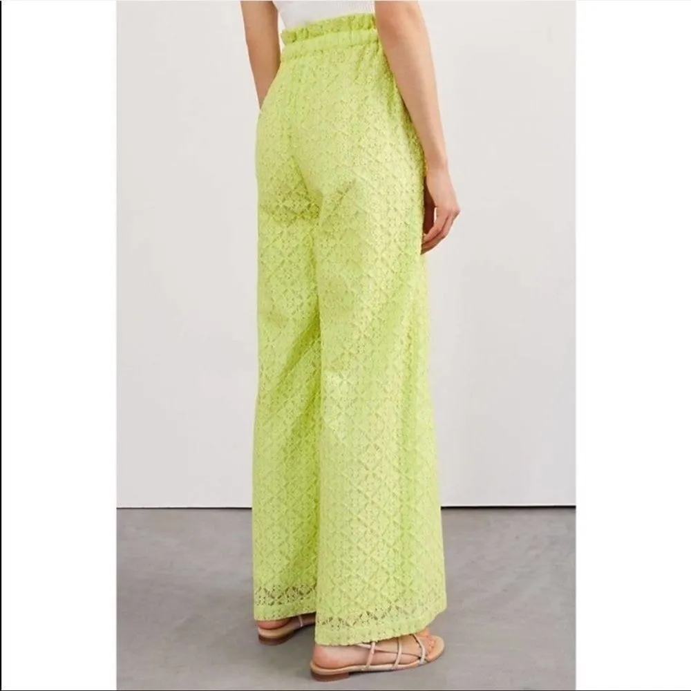 Anthropologie Ollari Wide Leg Hi Rise Lace Pants - Image 3