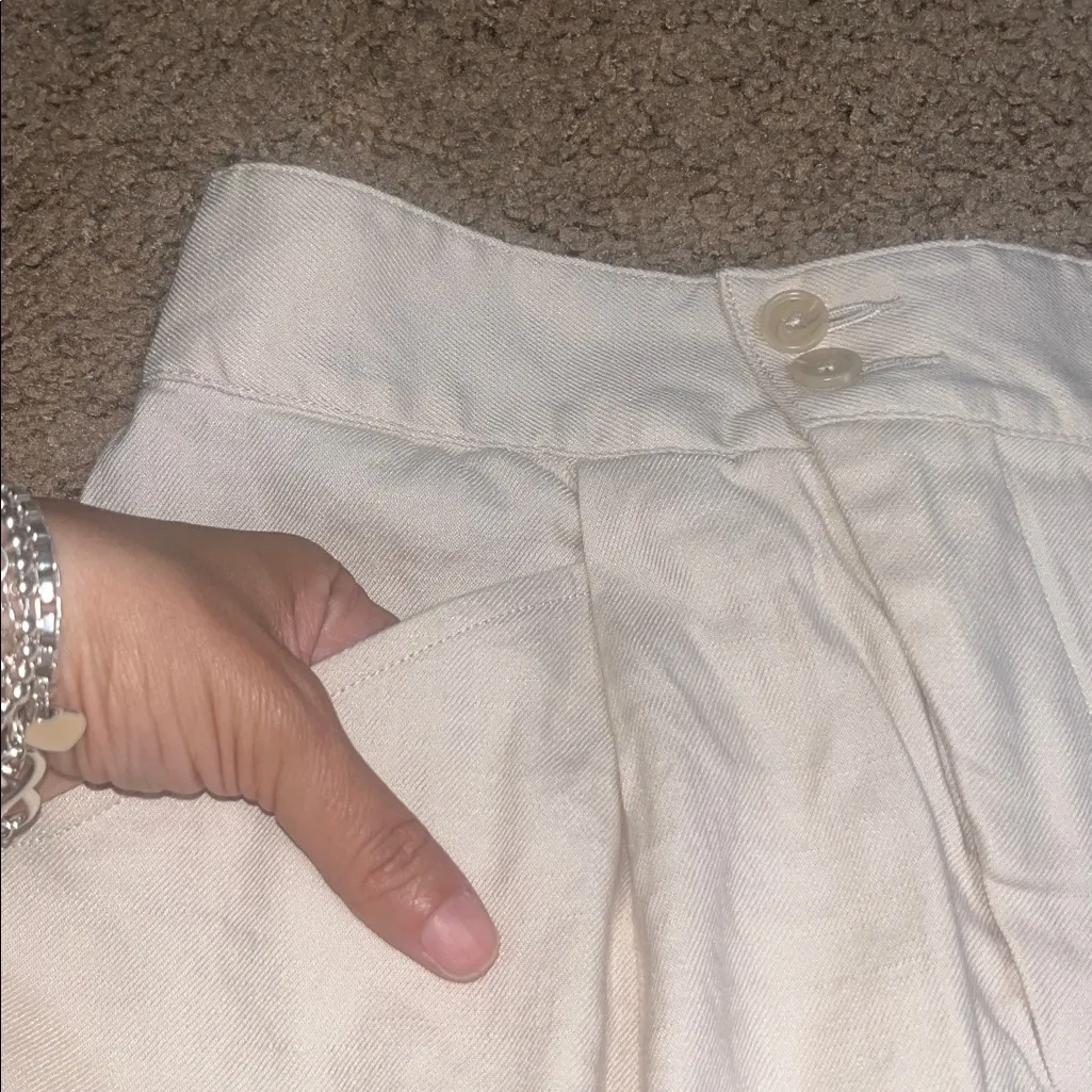 Cabi Traipse Trousers High Waist Pleated Wide Leg Relaxed Linen Pant Biscotti 2 - Image 4