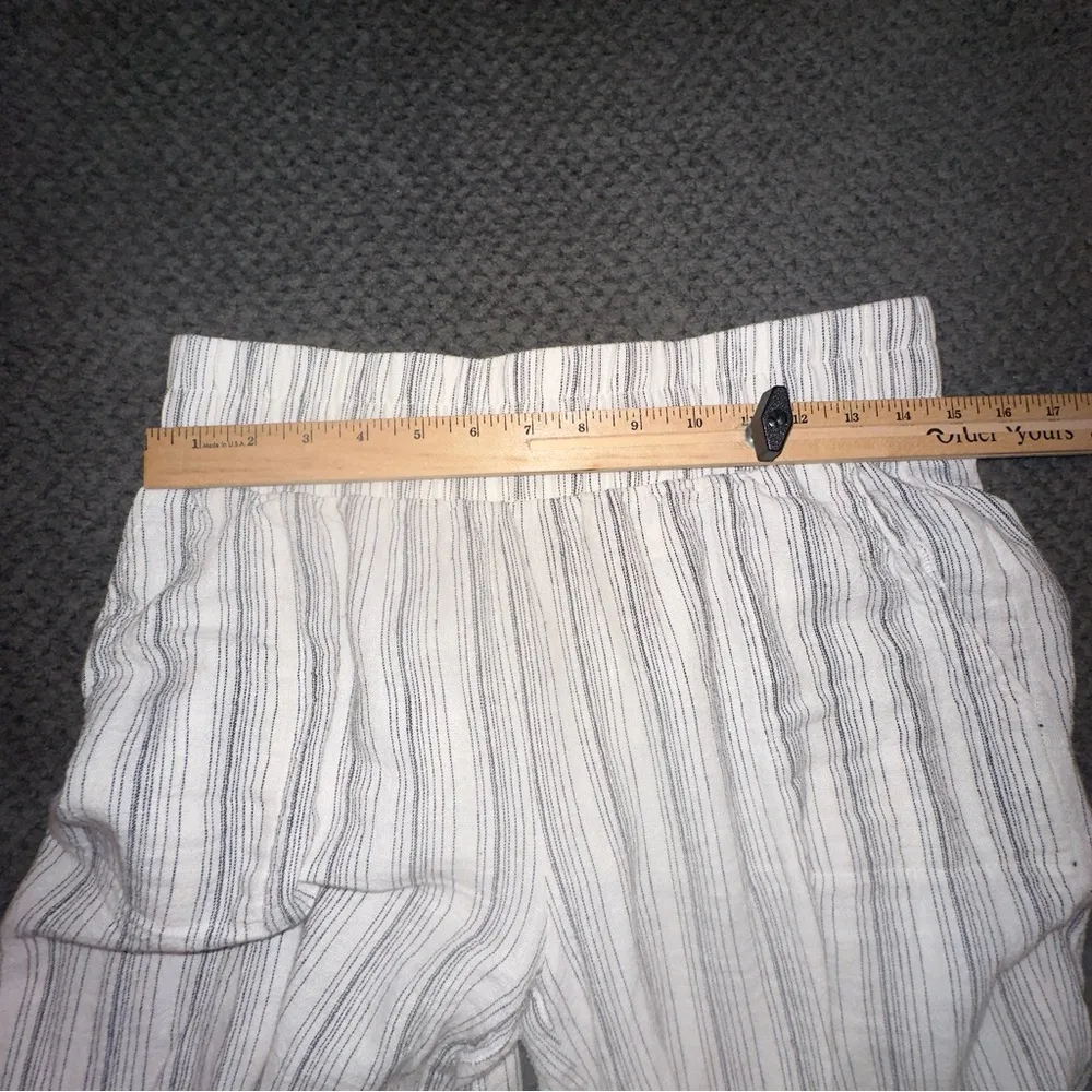 Land N Sea Women's White Striped Linen Blend Pants Plus Size S - Image 3
