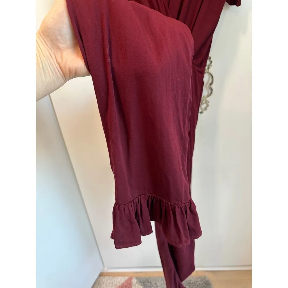 Michael Stars Womens Jumpsuit Size XS Maroon Ruffled Rialto Short sleeve NWT - Image 6