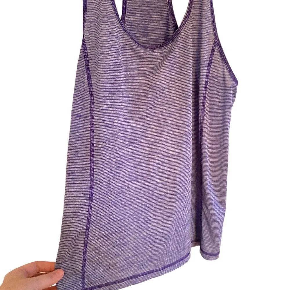 BCG large purple striped athletic razor back tank top - Image 3