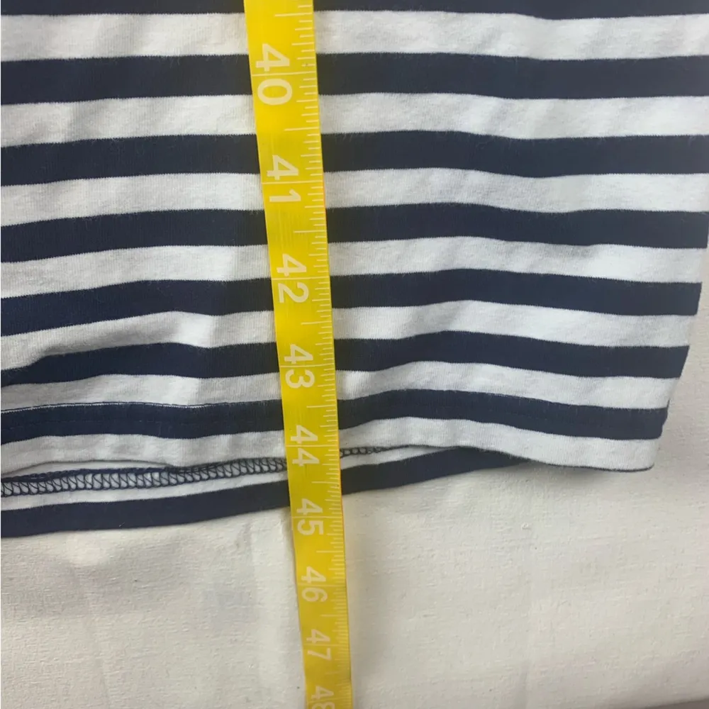 J. Crew women's small navy blue white stripe midi dress open tie back casual pre - Image 5