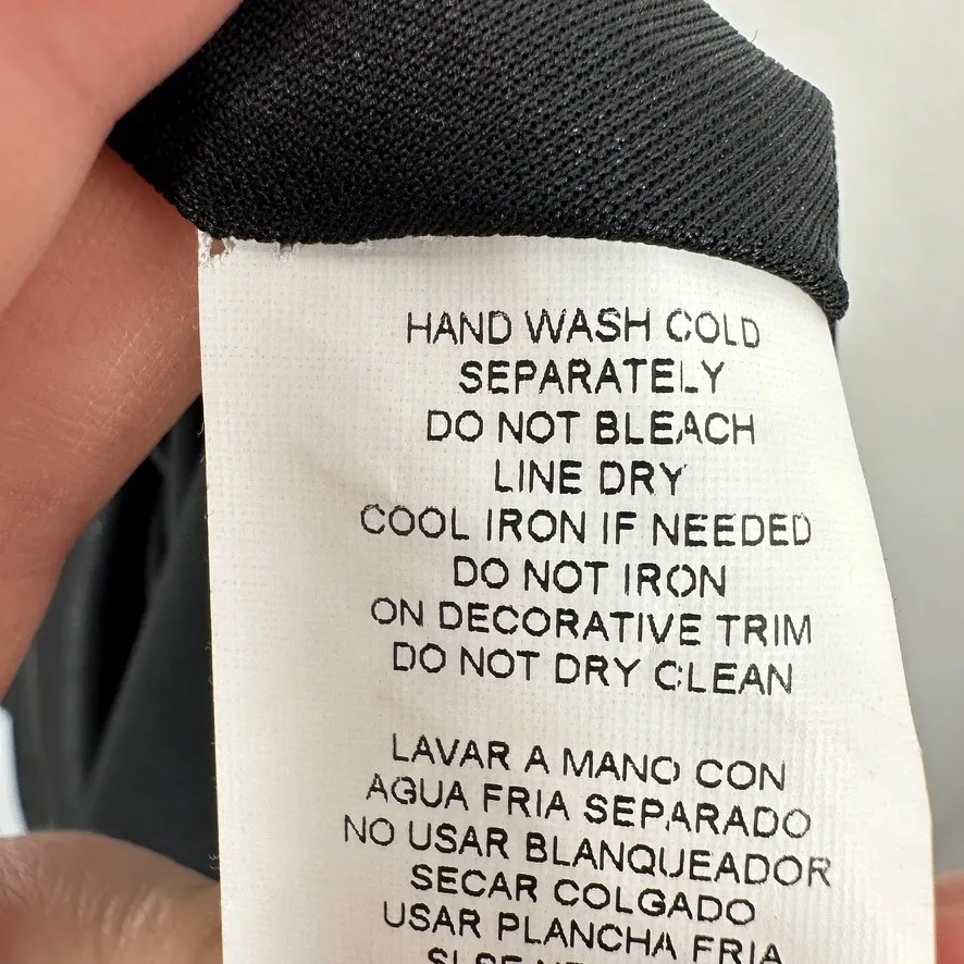 Marina Black Beaded Waist V Neck Sleeveless Fit Flare Dress Women's Size Large - Image 6