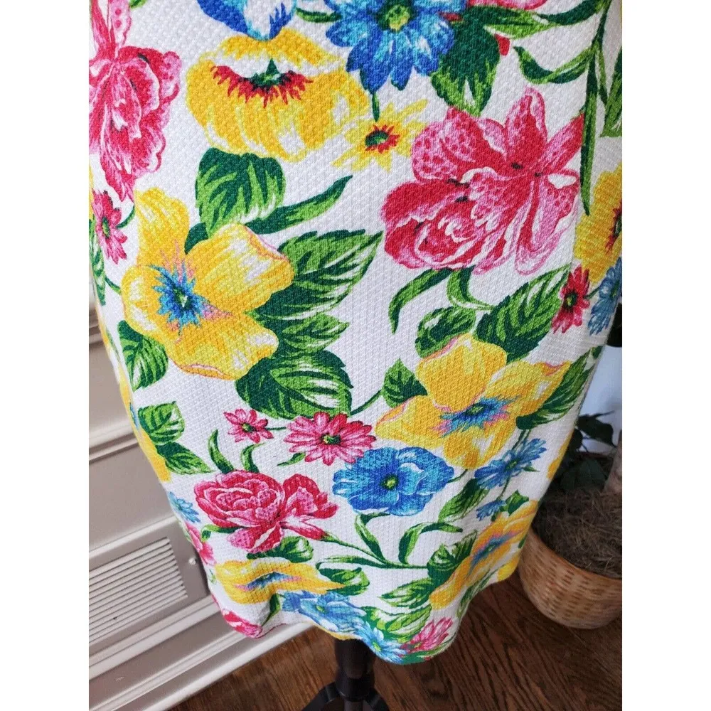 Adrienne Vittadini Women Cotton Round Neck Short Sleeve Knee Length Dress Size 4 - Image 3