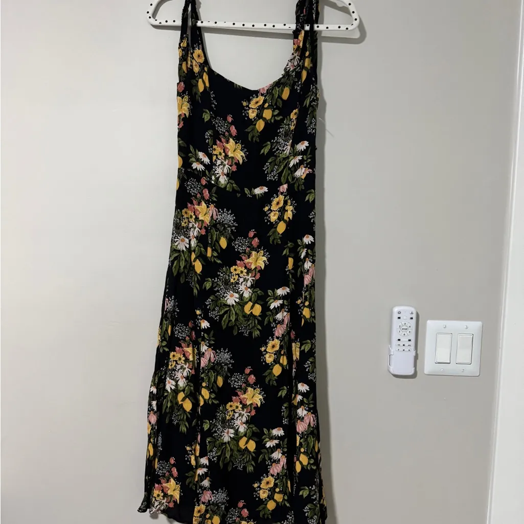 Reformation Twilight Dress Sicilia Black Floral Midi Size 8 - Image 3
