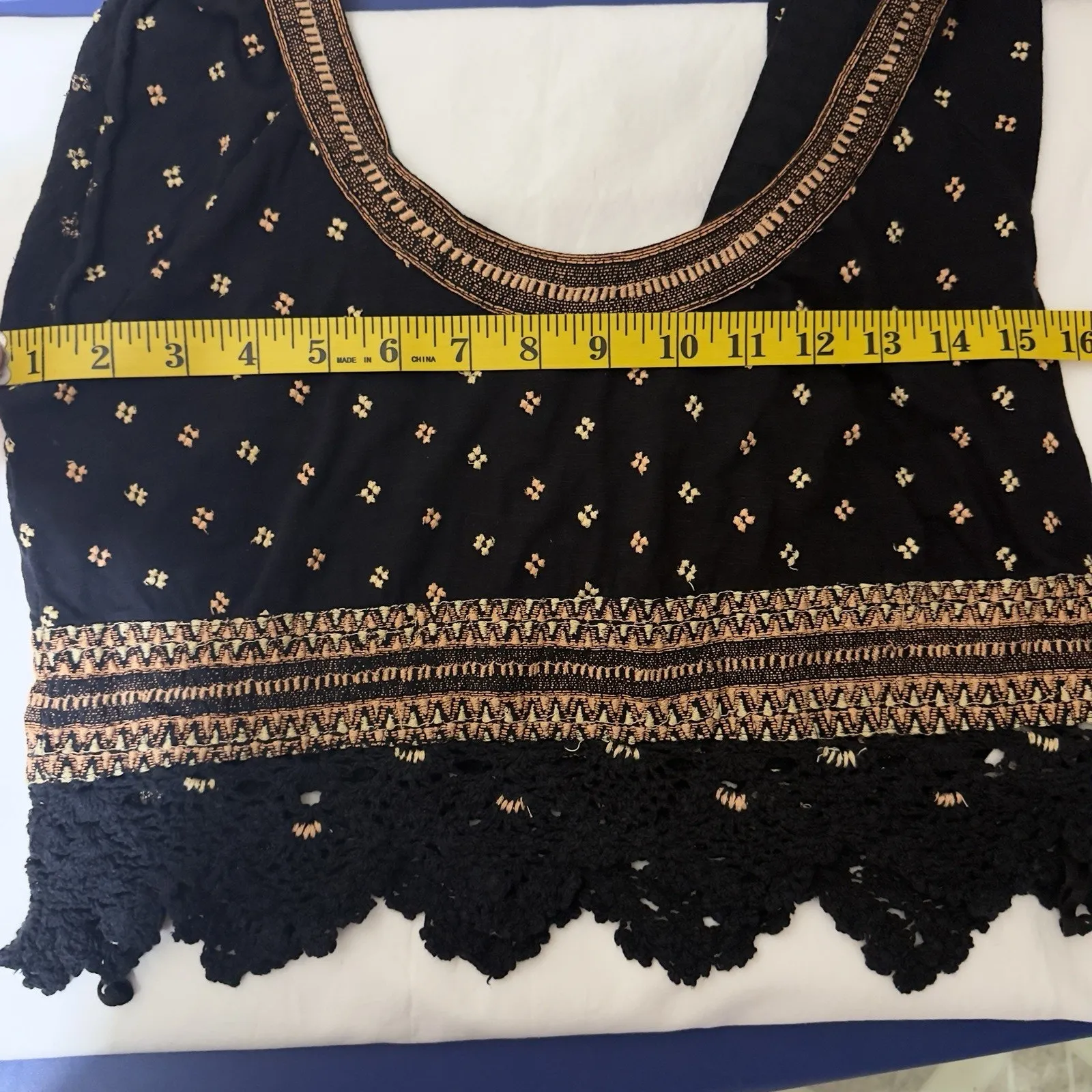 Black Free People Santorini top Women’s Size XS Bohemian Style - Image 10