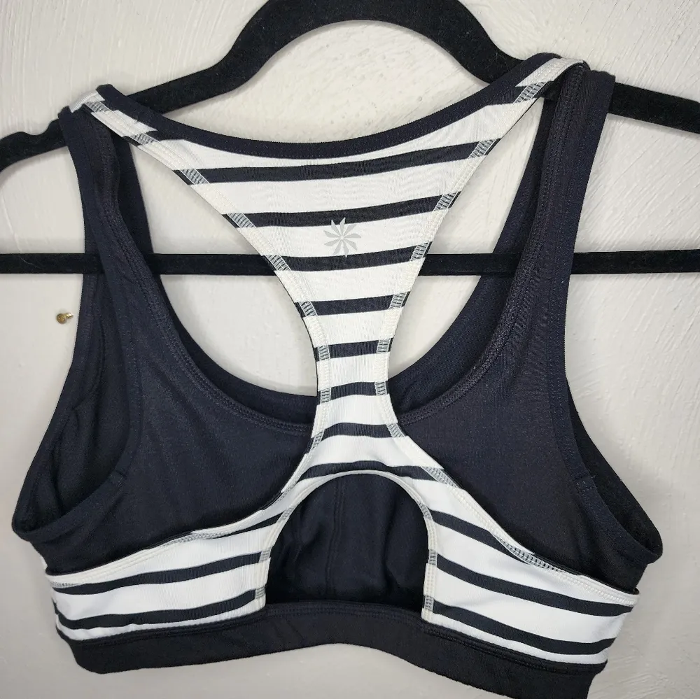 Athleta white and black stripe sport bra size m - Image 3
