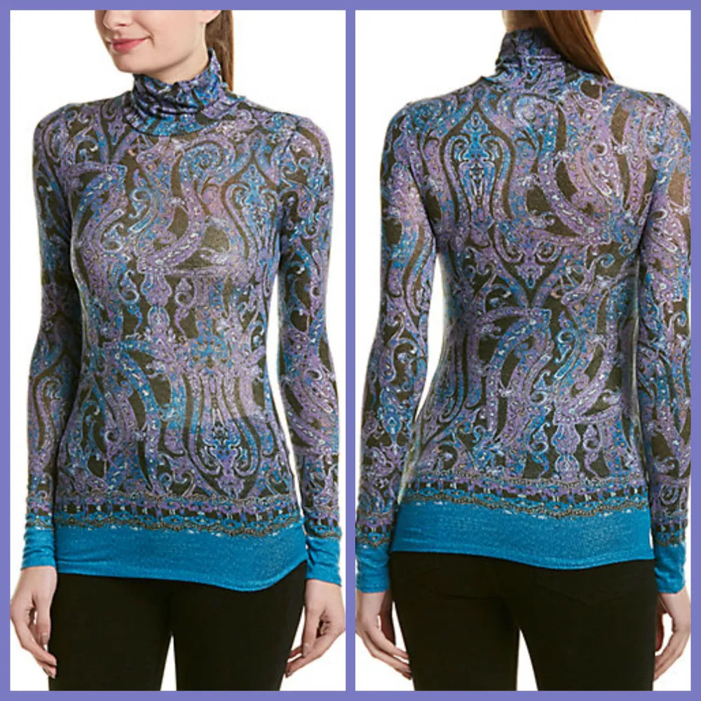 💕BCBGMAXAZRIA💕 Baroque Paisley Mock Neck Top - Image 2