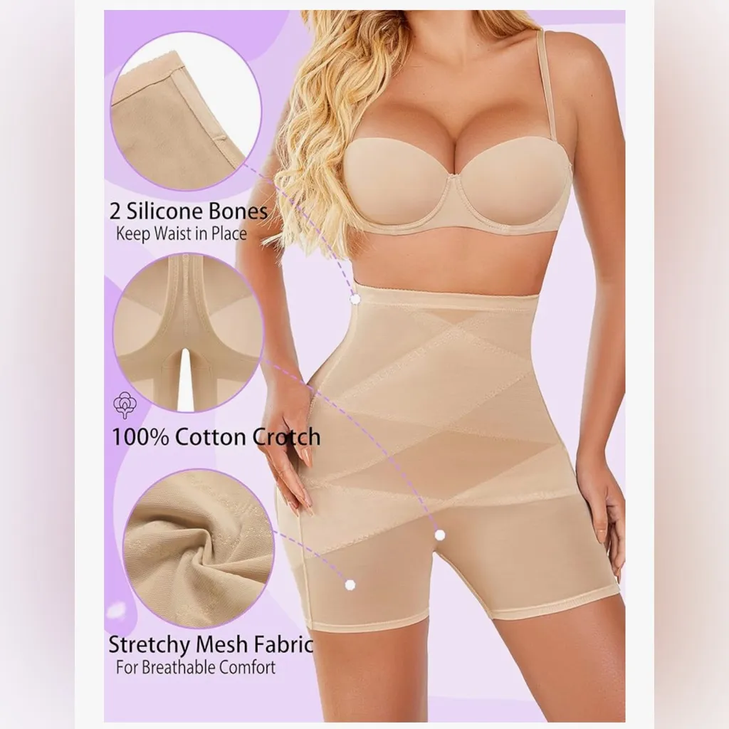 NEW Avidlove Shapewear Tummy Control Body Shaper Shorts Thigh Slimmer Panties S Tan - Image 3