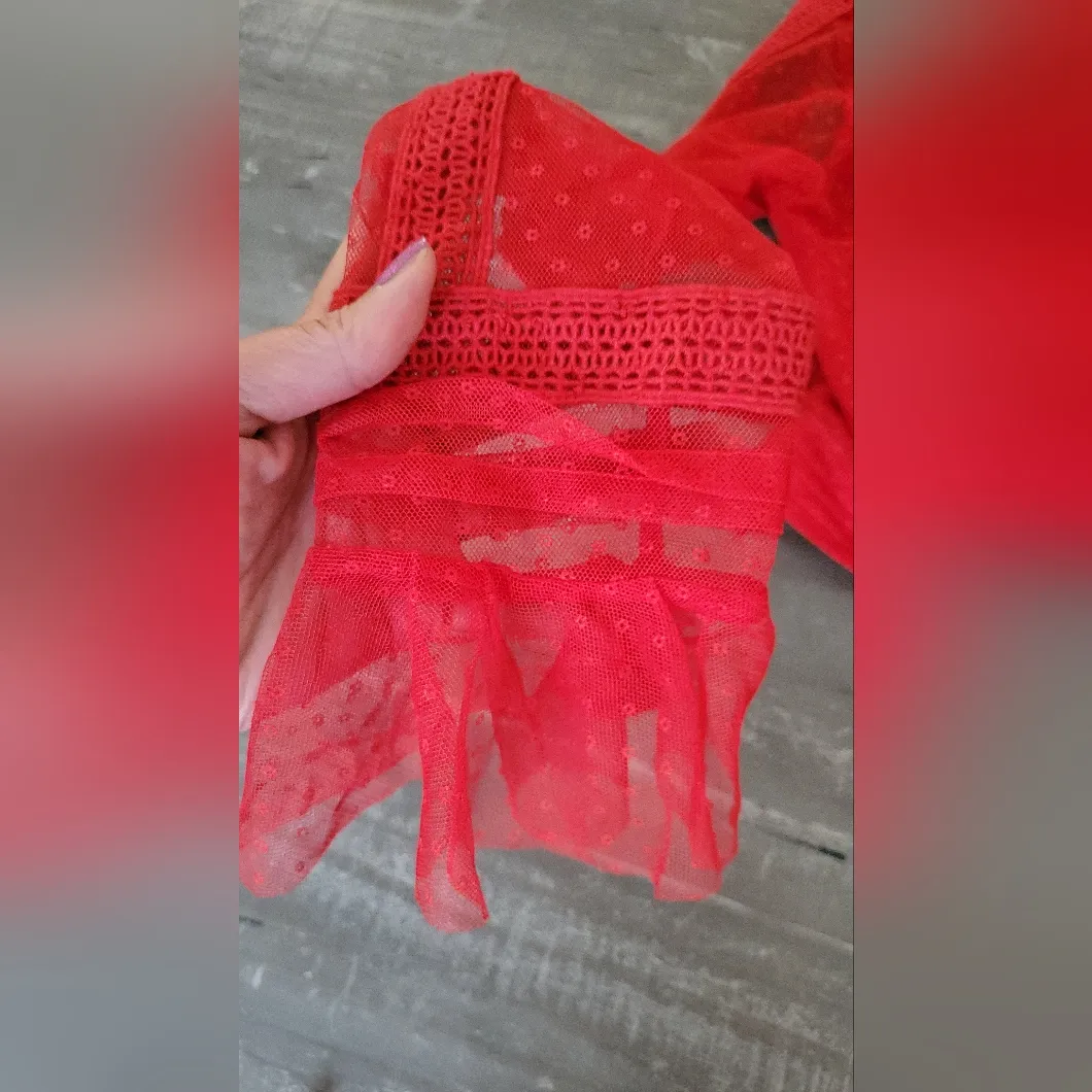 Anthropologie Dotted Tulle Crop Long Sleeve Blouse Size 10 - Image 12