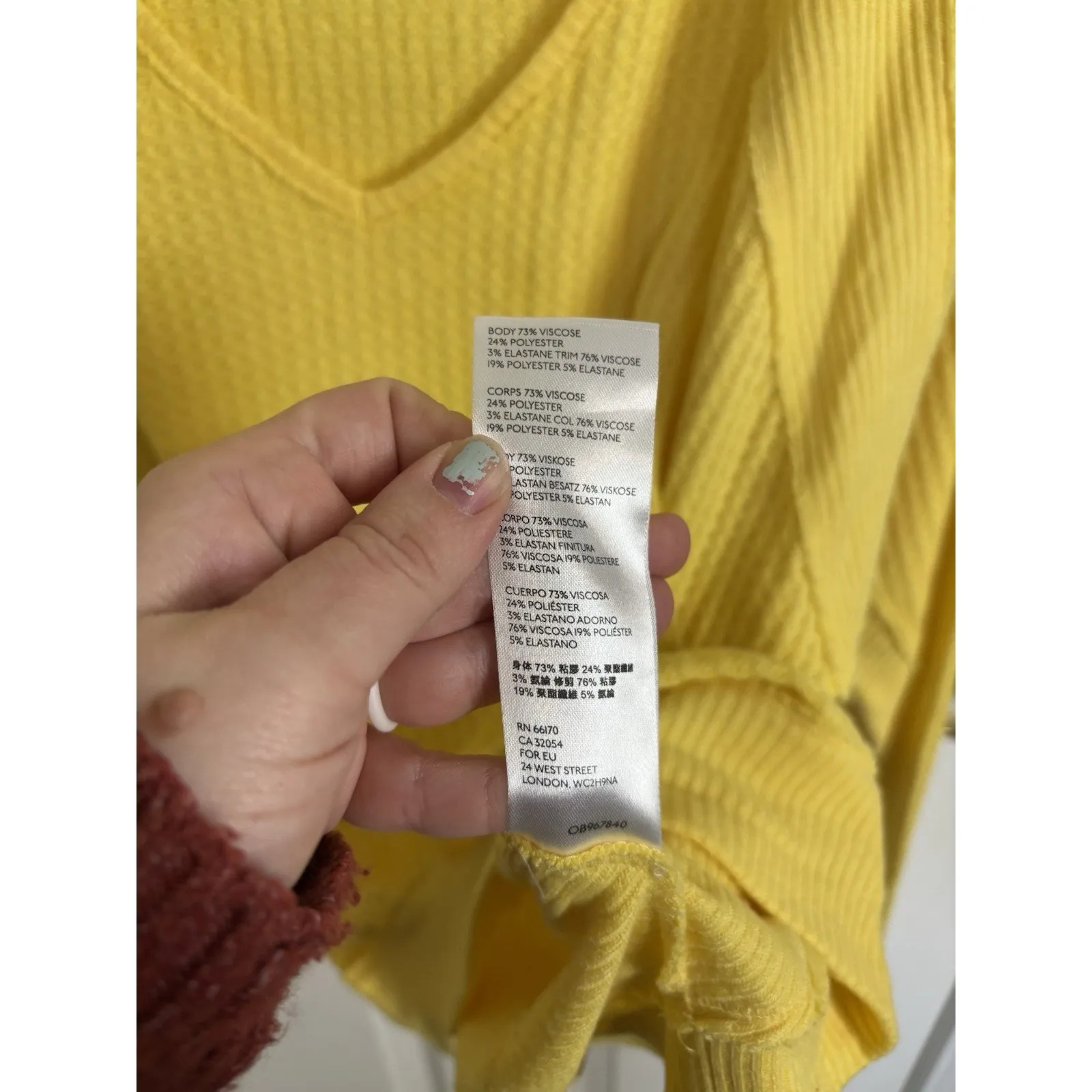 Free People We the Free Yellow Santa Clara V-Neck Oversized Thermal Medium - Image 6