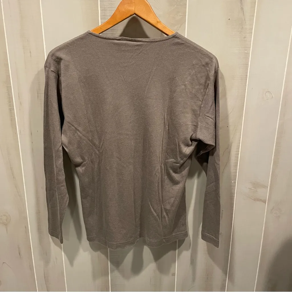 Vintage 90’s-Y2K stone gray baby micro ribbed top cotton blend Jason Maxwell - Image 4