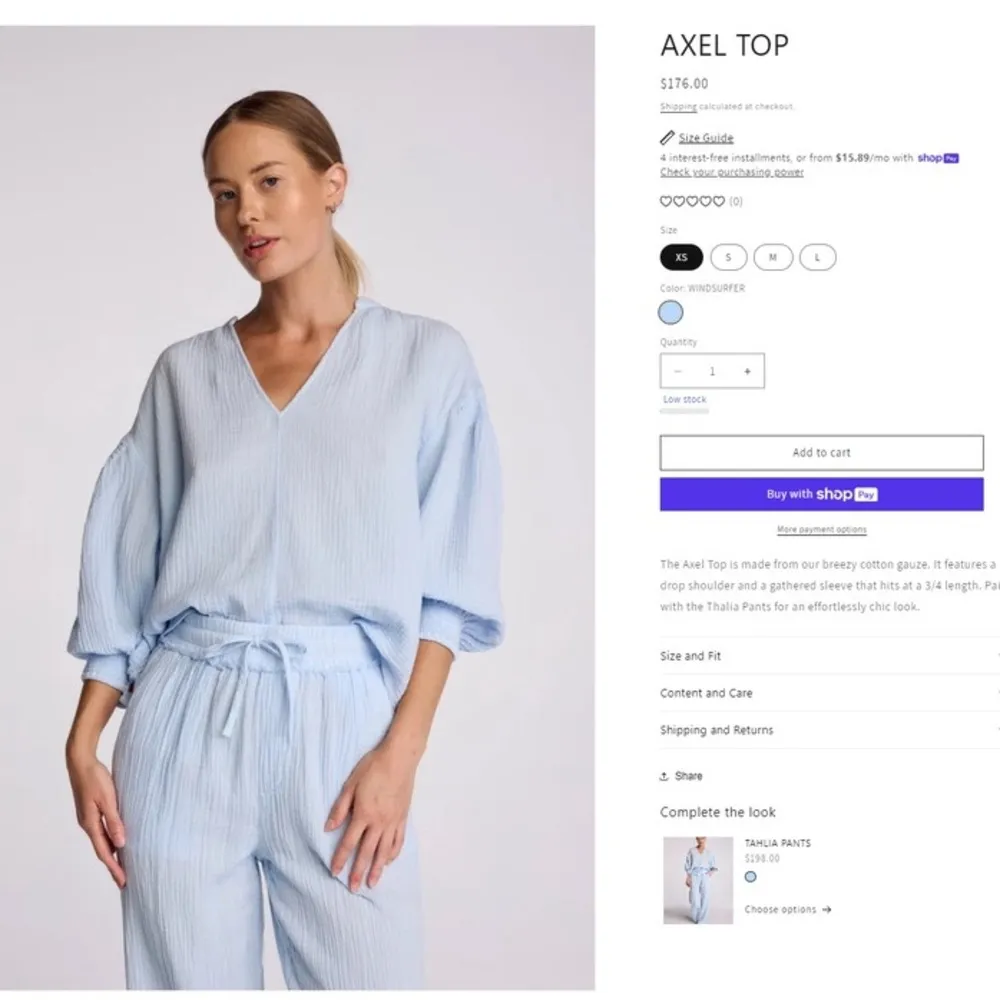 Sundays AXEL TOP Light Blue V-Neck Top - Image 2