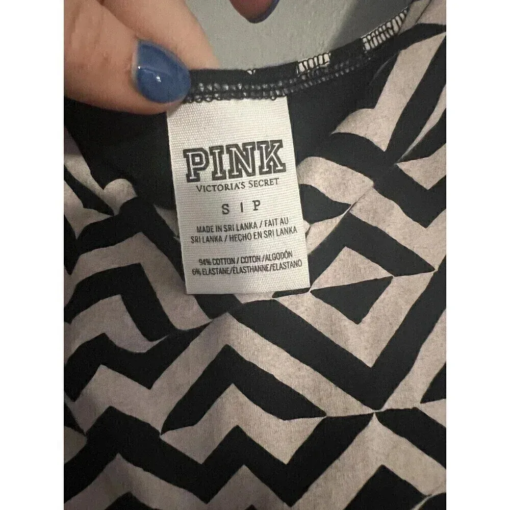 Victorias Secret Pink Size Small geometric Boho Sleeveless Fit & Flare Blk/White - Image 3