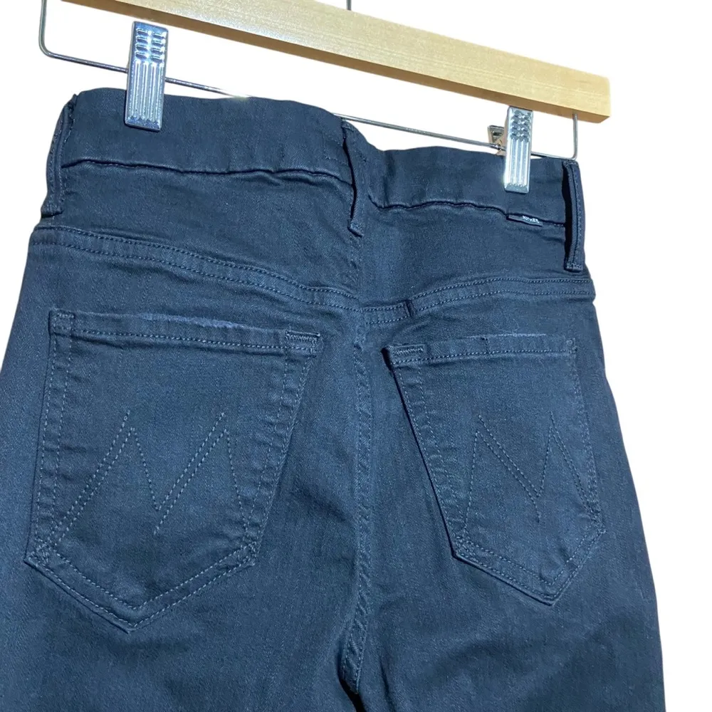 MOTHER DENIM HIGH WAISTED LOOKER NOT‎ GUILTY ONE LINER SKINNY JEAN BLACK SIZE 24 - Image 7